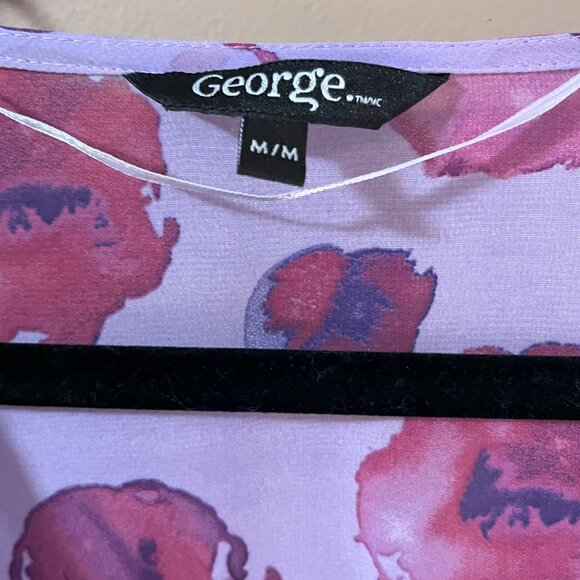 MAUVE PURPLES Summer Ruffled Semi Sheer layered front wrap blouse Sz M EUC - Picture 7 of 8